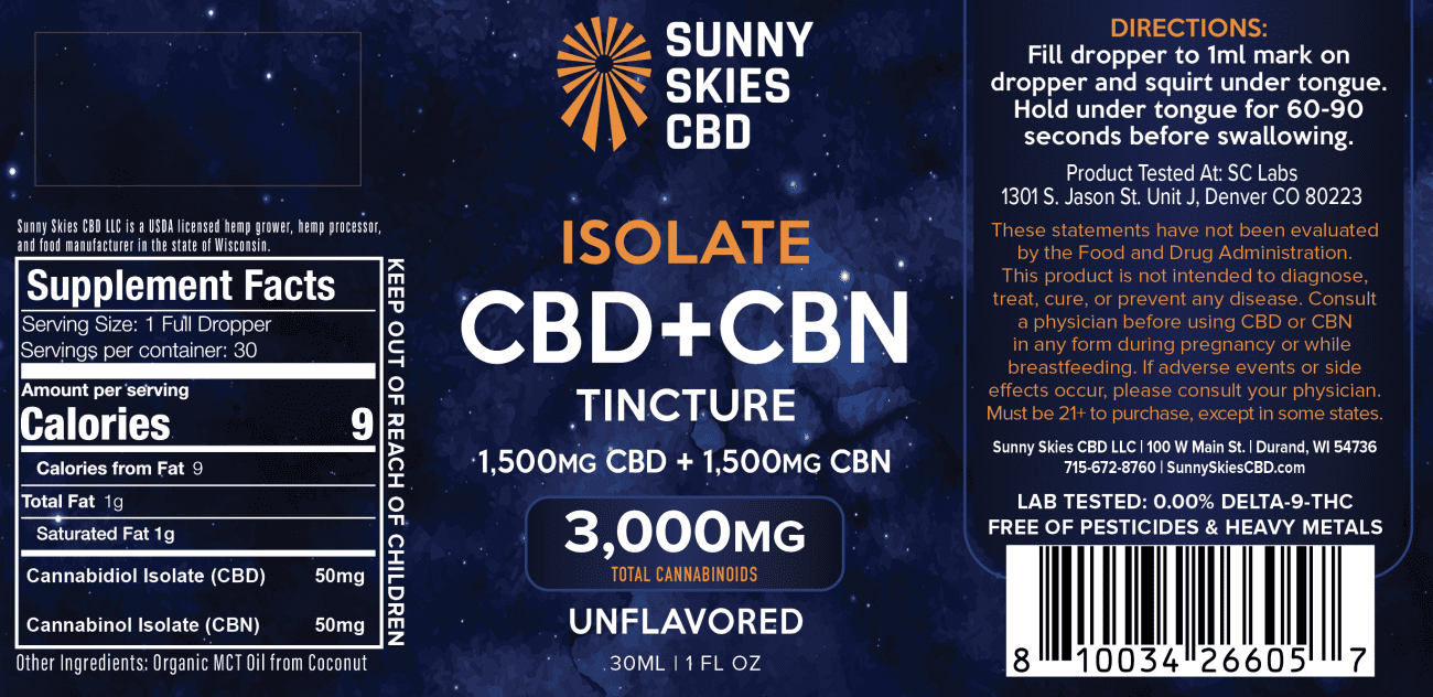 CBD+CBN Isolate Tincture - Unflavored