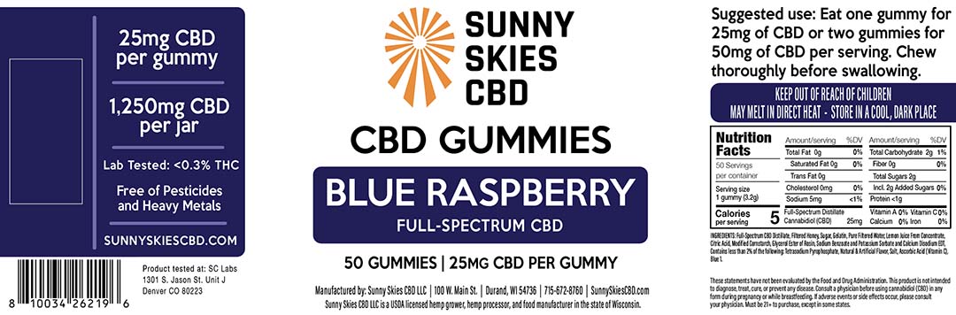Full-Spectrum CBD Gummies - Blue Raspberry