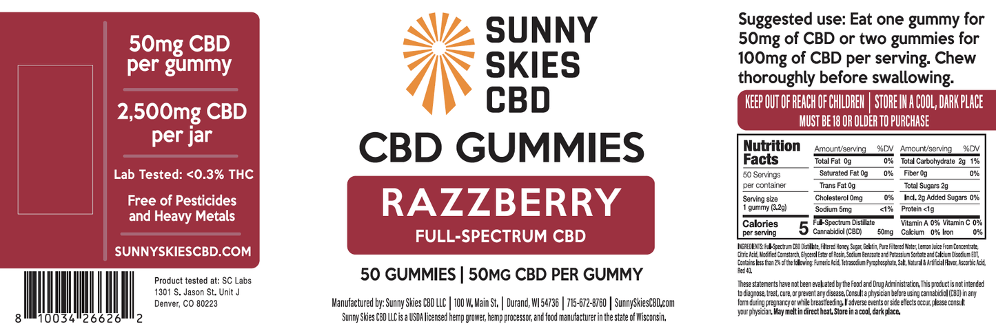 Full-Spectrum CBD Gummies - Razzberry