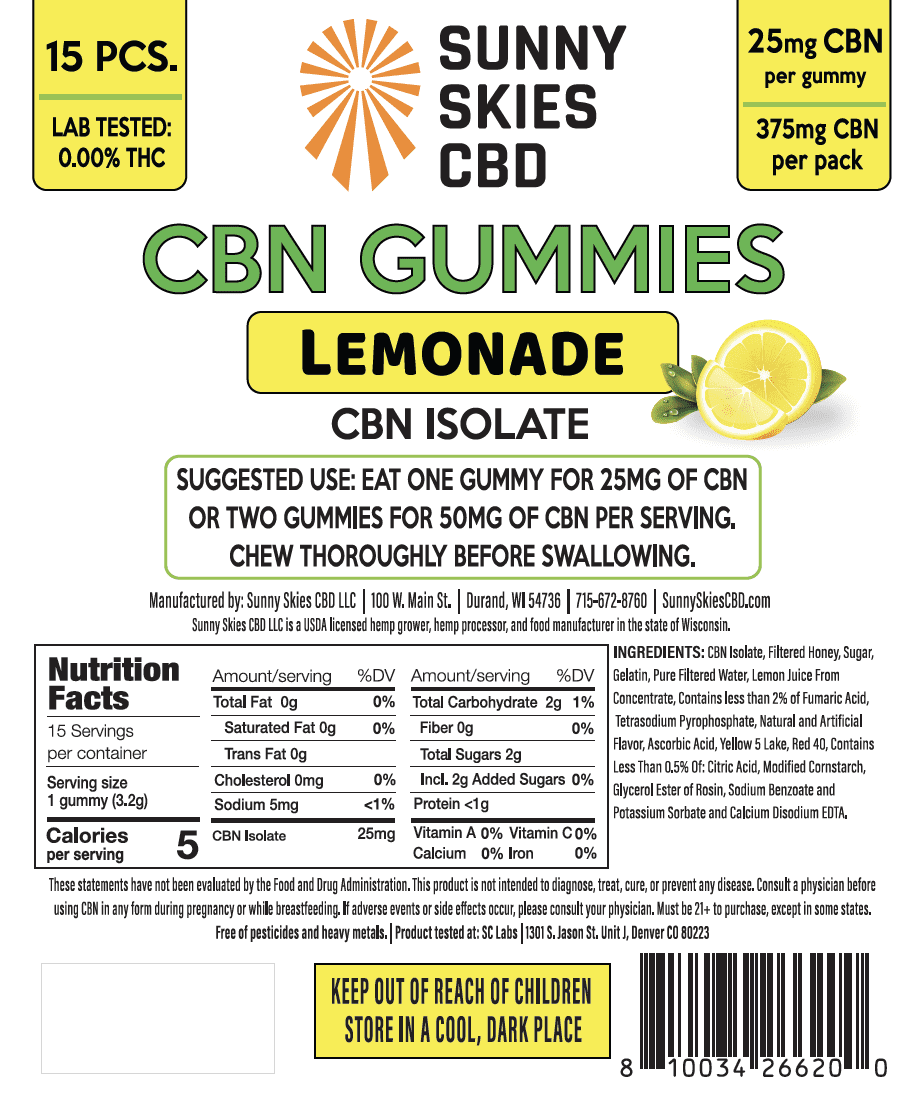 CBN Isolate Gummies - Lemonade