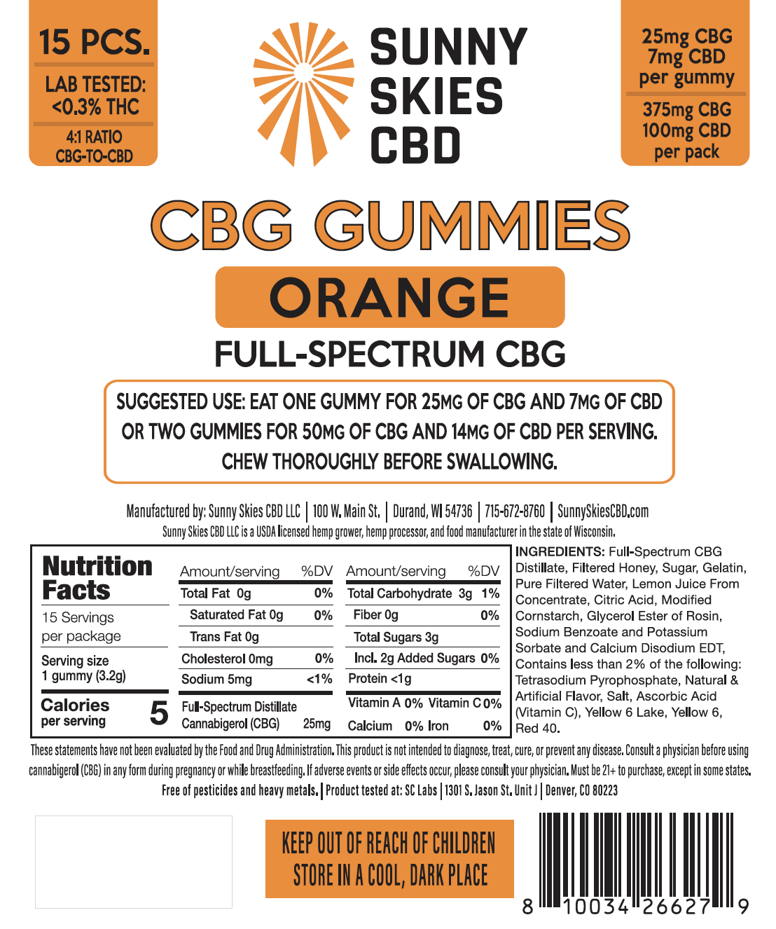 Gummies de CBD Full-Spectrum - Laranja
