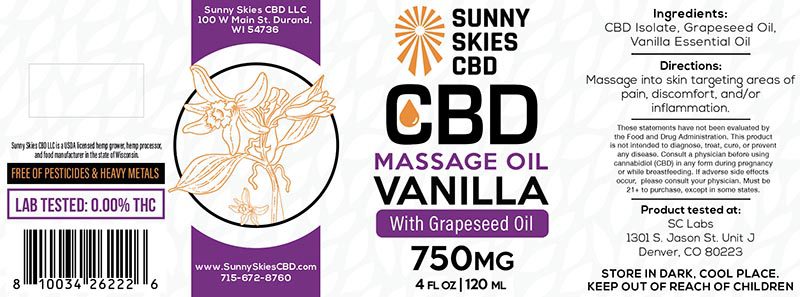 Óleo de Massagem de CBD - Baunilha