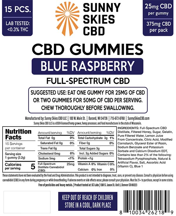 Full-Spectrum CBD Gummies - Blue Raspberry