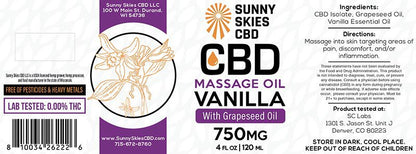 CBD Massage Oil – Vanilla
